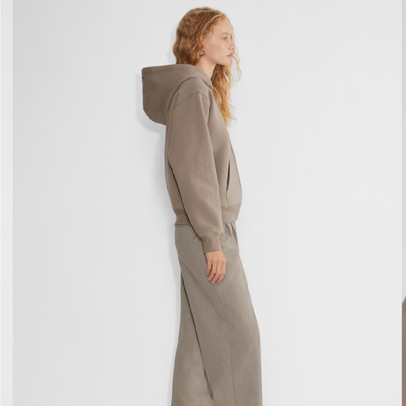 Aritzia TNA Cozy Fleece Perfect Zip Hoodie Size Small Stone Taupe - Picture 3 of 6